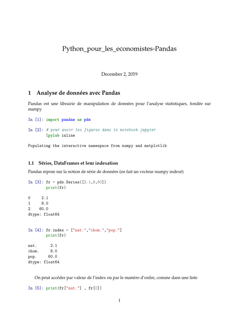 Analyse de données avec Pandas en Python | PDF