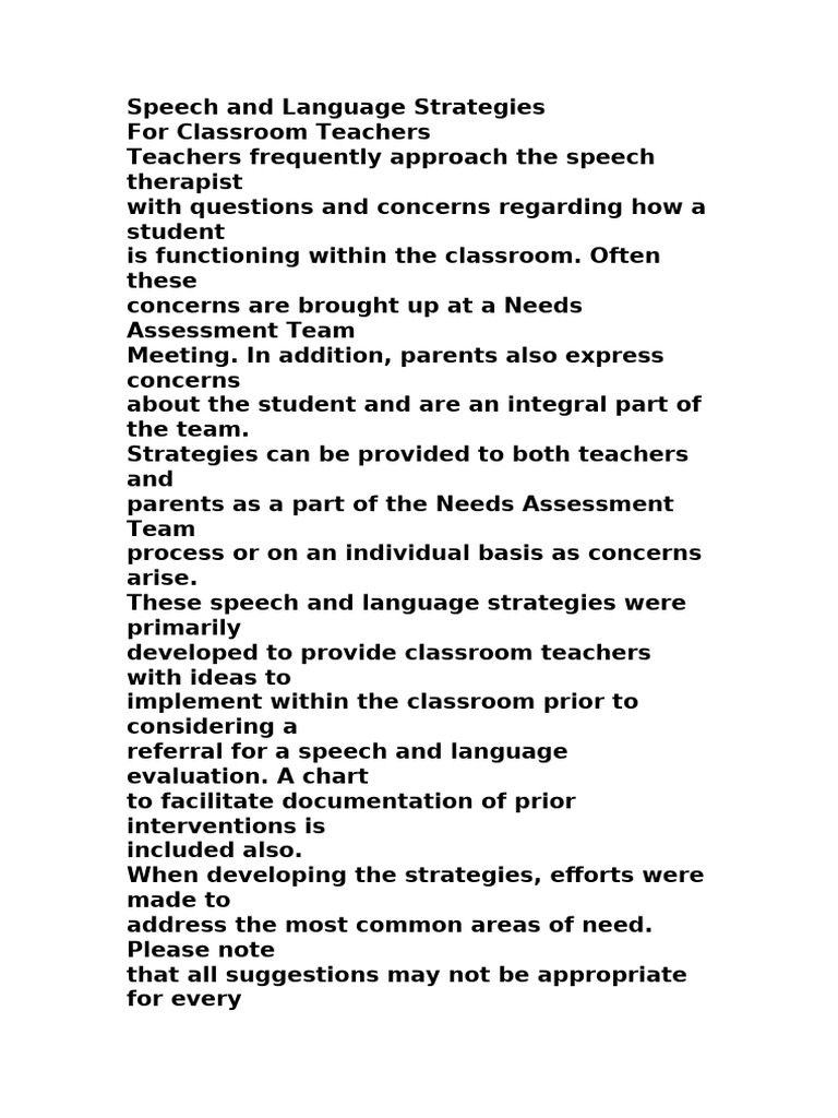 Speech and Language Strategies | PDF | Speech | Vocabulary