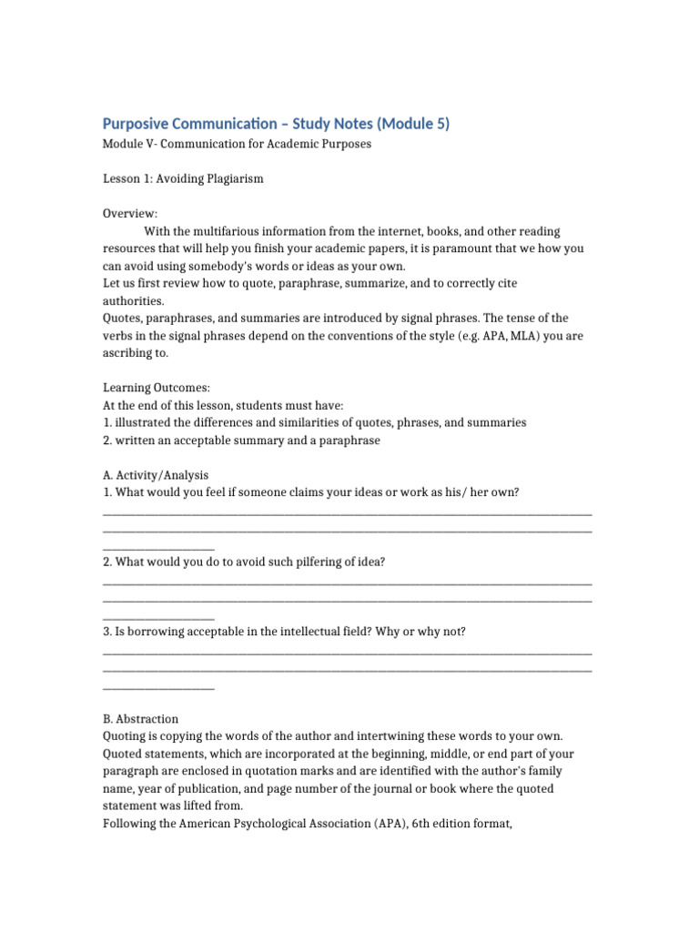 Avoiding Plagiarism in Academic Writing | PDF | Methodology | Abstract ...