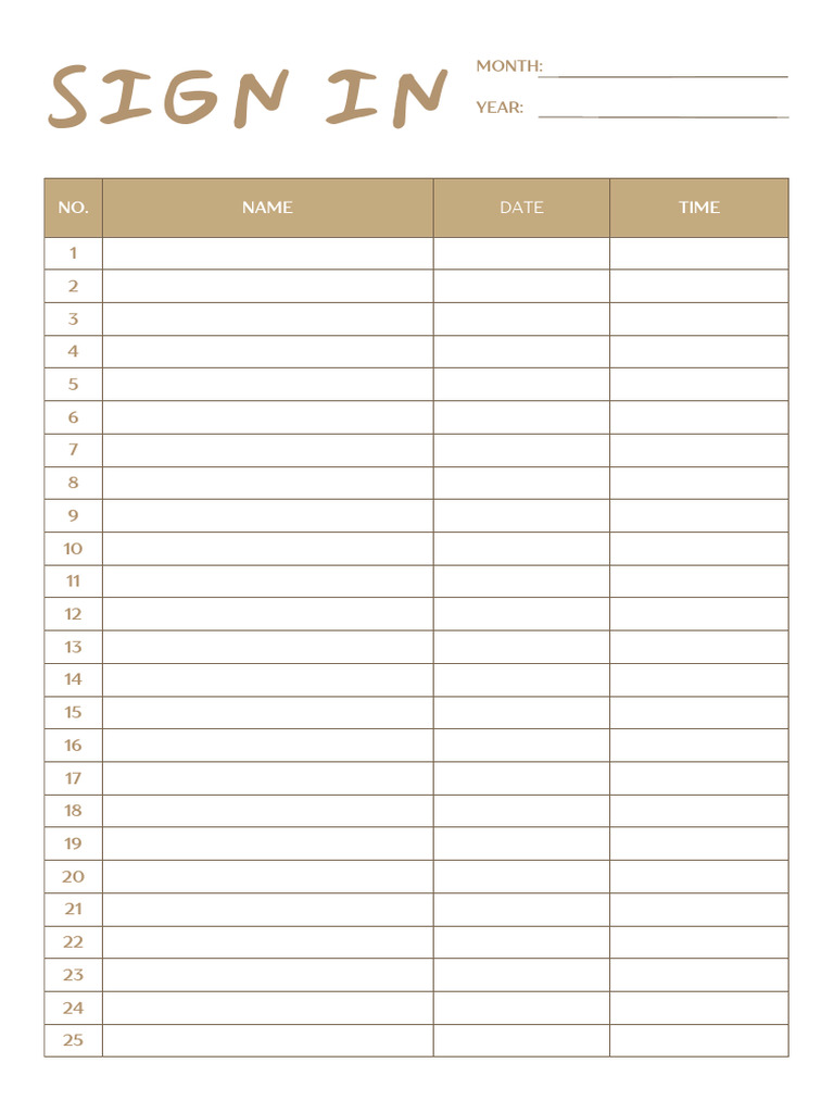 Sign in Sheet PDF | PDF