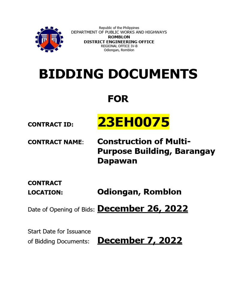 Bidding Documents for Multi-Purpose Building | PDF | Joint Venture ...