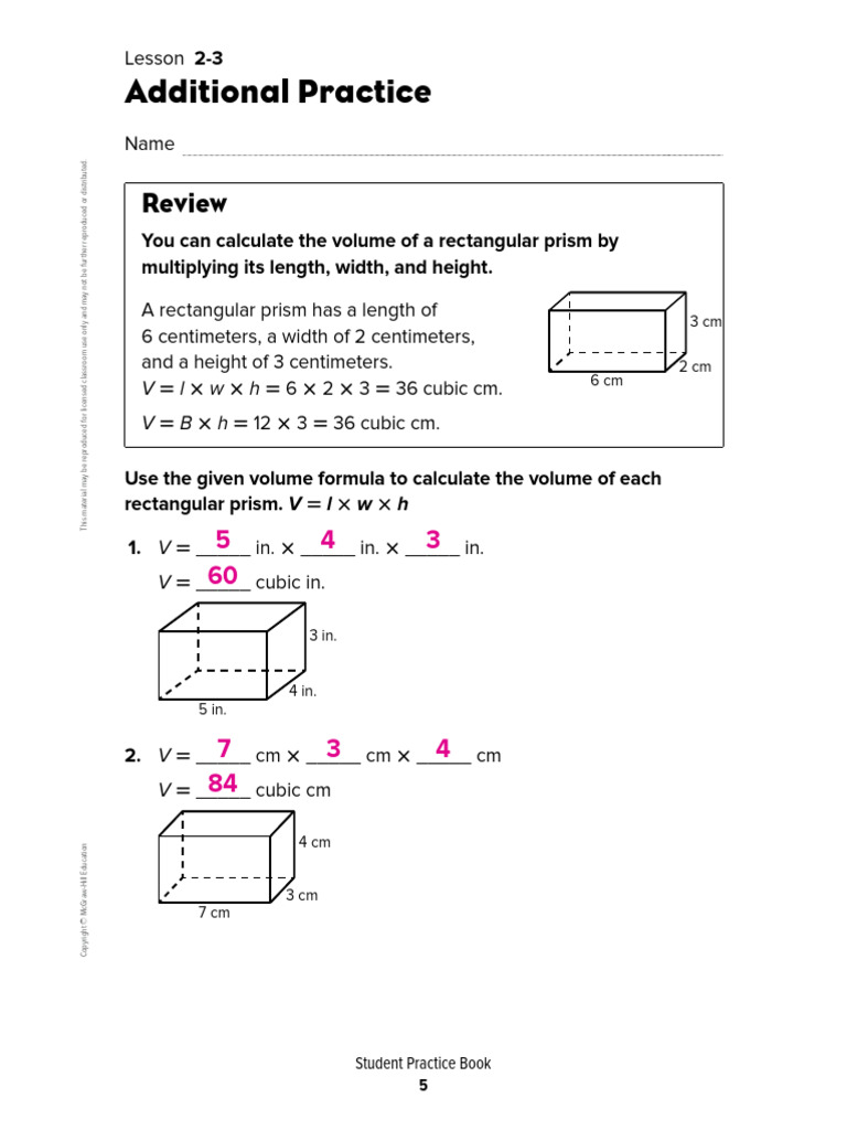 Additional Practice: Review | PDF | Volume | Length