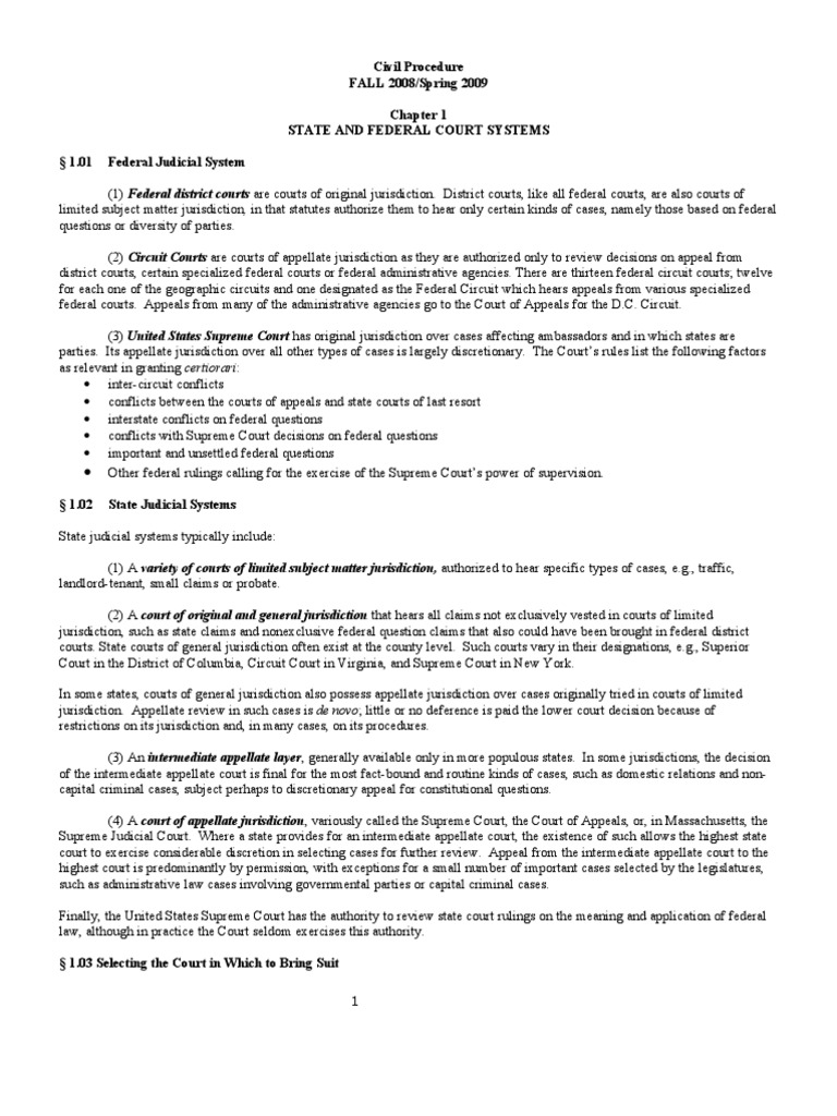 Civil Pro I Outline 1st Semester Download Free PDF Supplemental