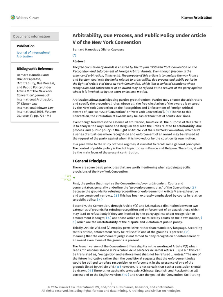 Arbitrability and Public Policy in Arbitration | PDF | Arbitration ...