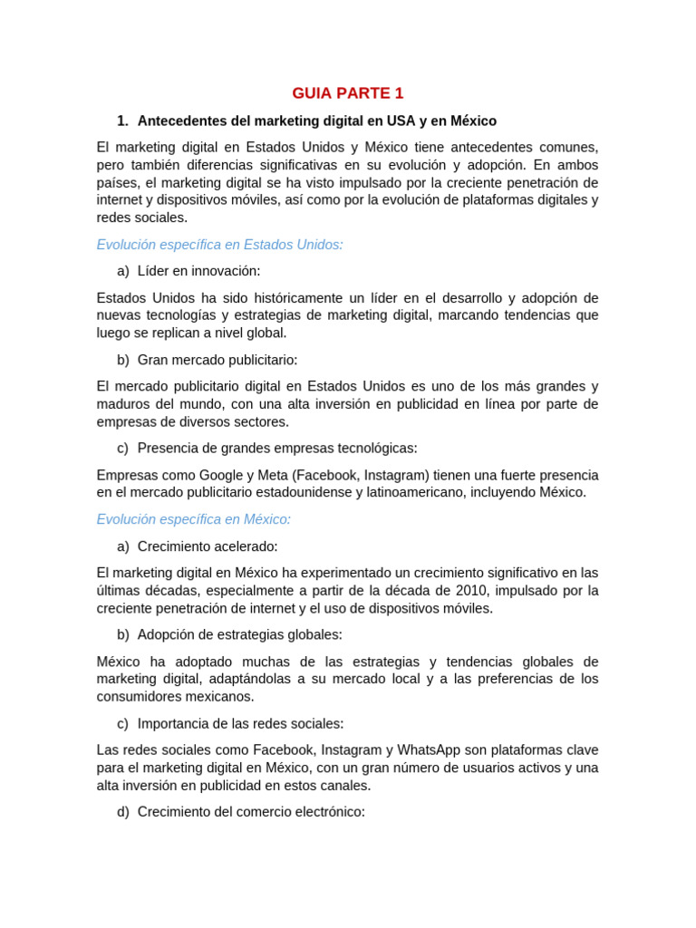 Marketing Digital en USA y México: Guía Completa | PDF | Publicidad ...