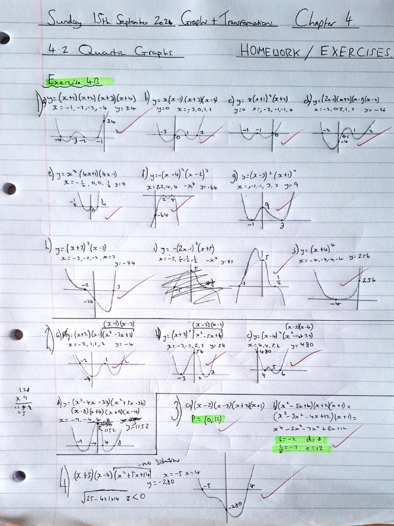 4.2 (4B) Quartic Graphs Homework | PDF
