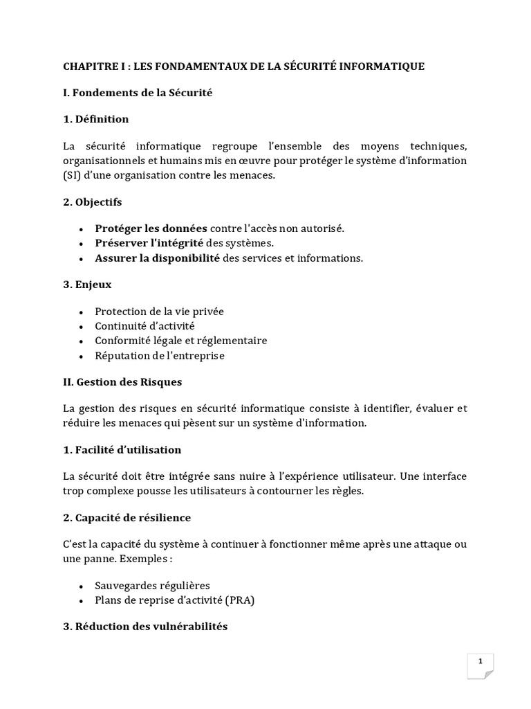 Fondamentaux de la Sécurité Informatique | PDF | Sécurité | Sécurité ...