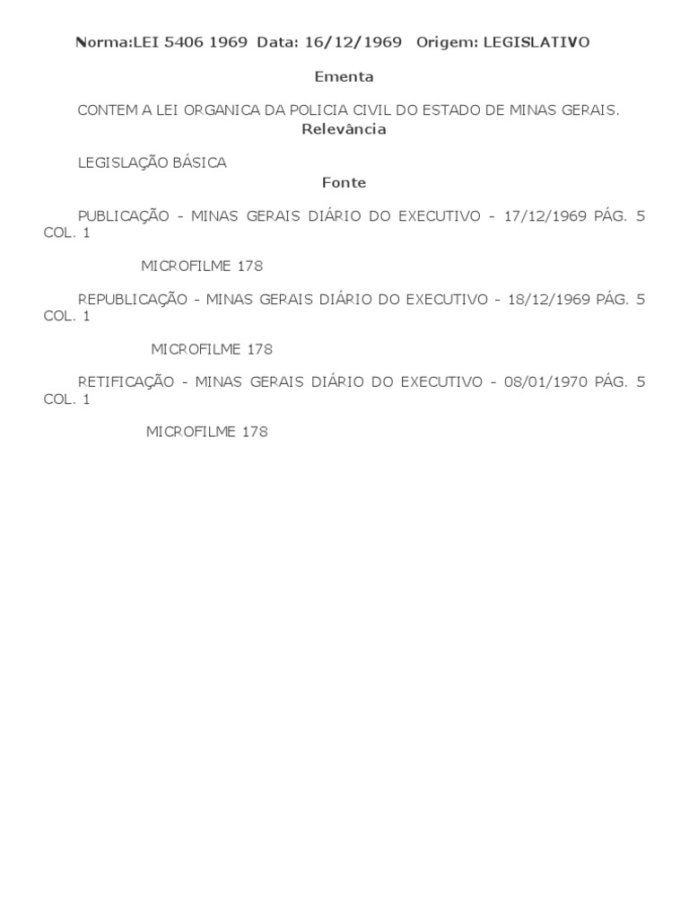 CONCURSO PC MG  LEI ORGÂNICA DA POLÍCIA CIVIL DE MINAS GERAIS 