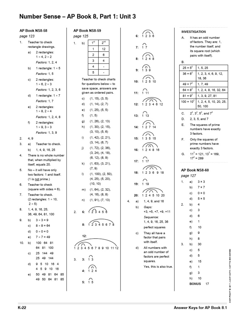 Answer Key for Jump Math 8.1 | PDF | Chess | Number Theory