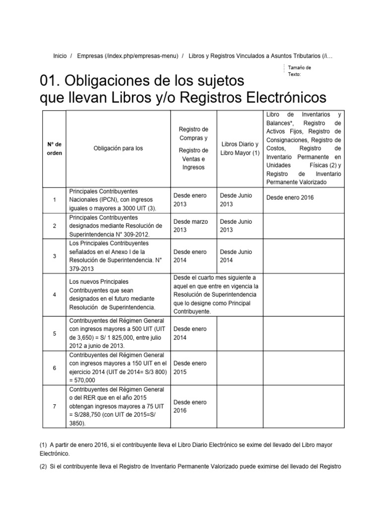 Libros Electrónicos y Obligaciones Tributarias | PDF
