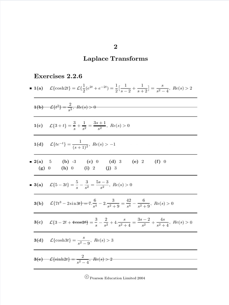 Laplace Transform Exercises and Solutions | PDF | Mathematics