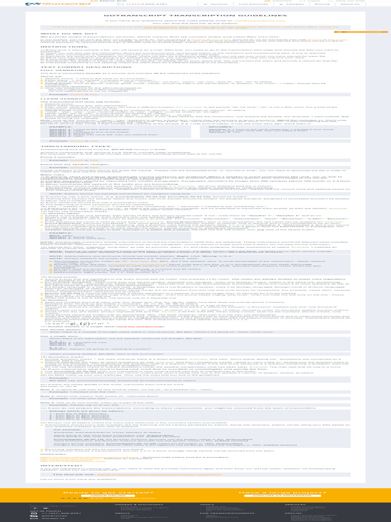 GoTranscript Transcription Guidelines | PDF | Linguistics