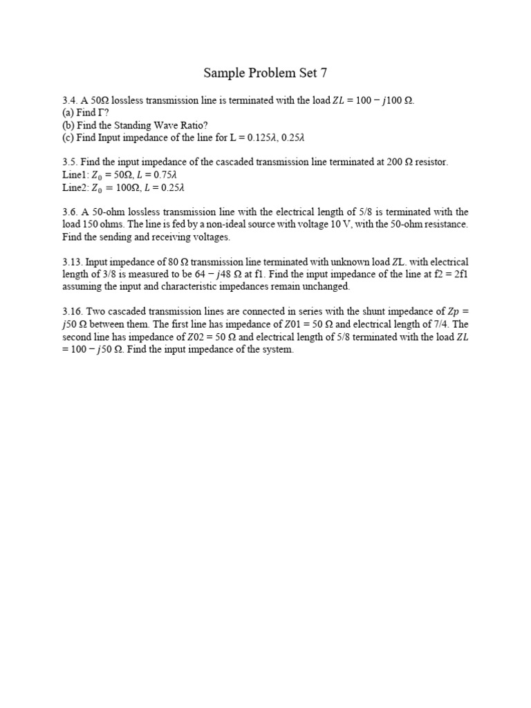 Sample Problem Set 7 | PDF