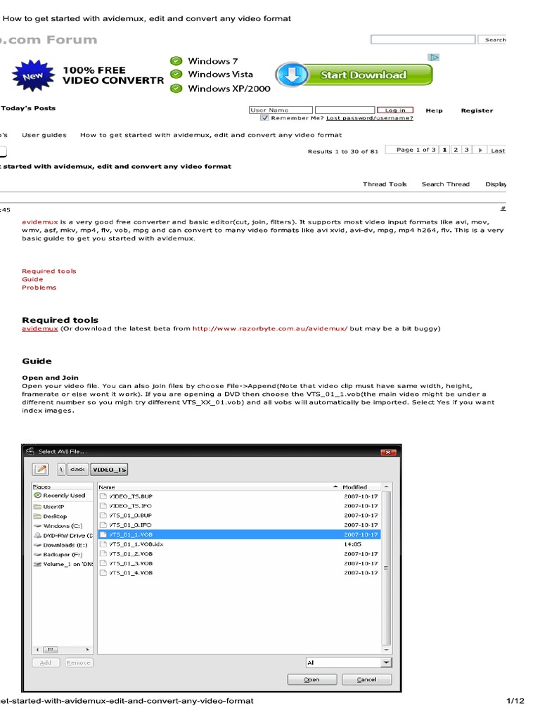 Avidmux Tutorial | PDF