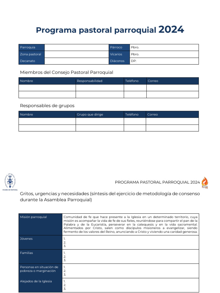 Programa Pastoral Parroquial 2024 | PDF | eucaristía