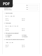 Multi-Step Equations Worksheet | PDF | Equations | Mathematics