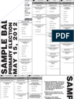 Lancaster County Nebraska May 15 2012 Primary Election Sample Ballot