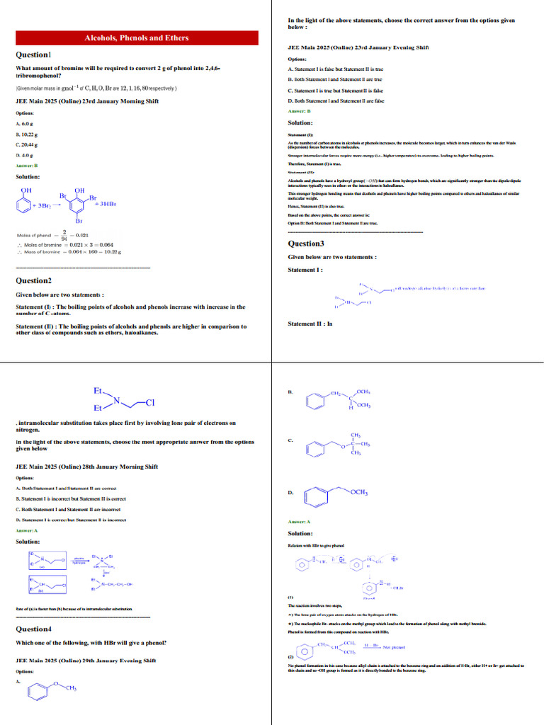Alcohol, Phenol and Ether | PDF