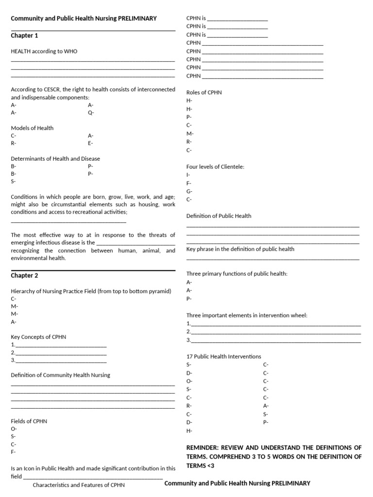 Community and Public Health Nursing Overview | PDF | Public Health ...