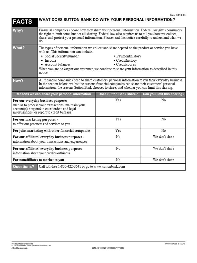 623879fe8fb64d7e47374f4b - Sutton Bank Privacy Policy | PDF | Banks ...