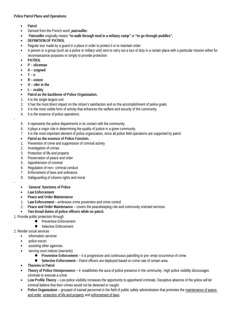 Police Patrol Plans and Operations | PDF | Police | Telegraphy