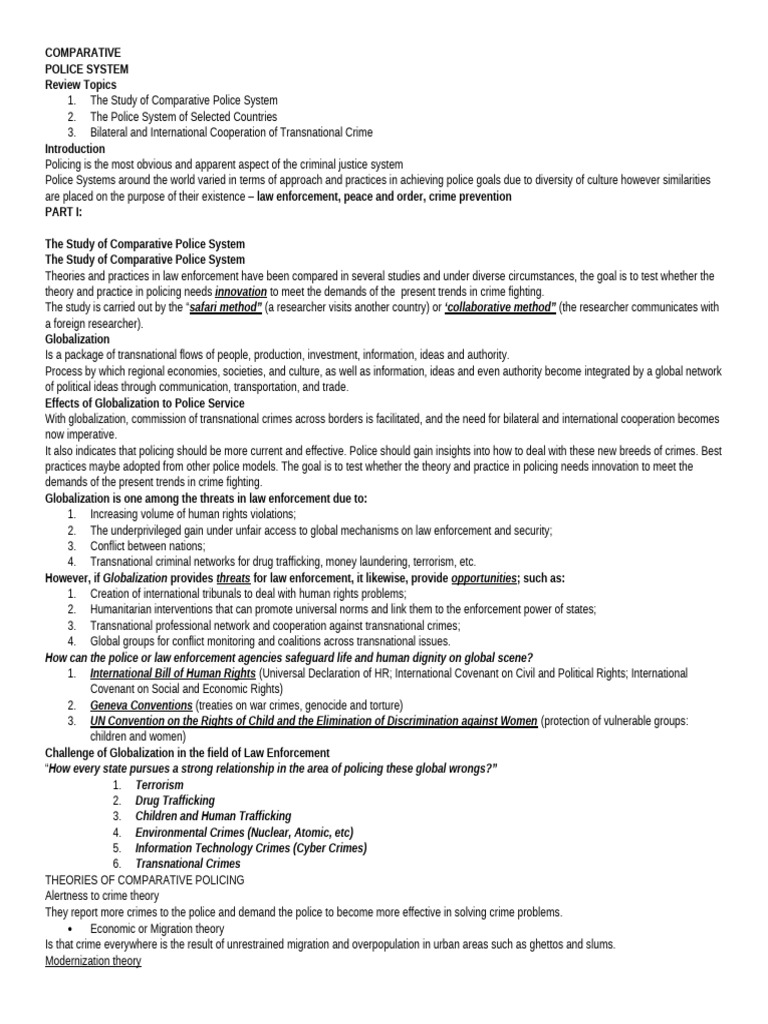 Comparative Police Systems Overview | PDF | Police | Transnational ...