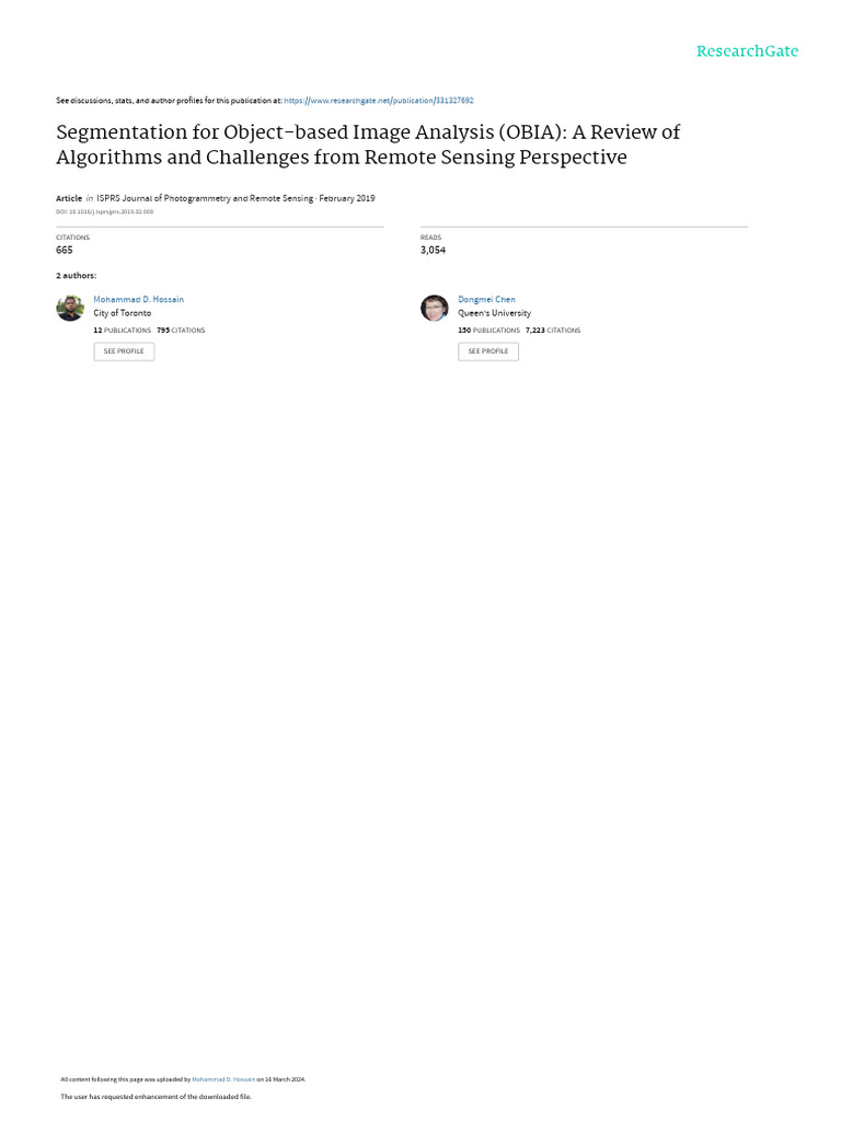 OBIA Segmentation Algorithms Review | PDF | Image Segmentation | Remote ...