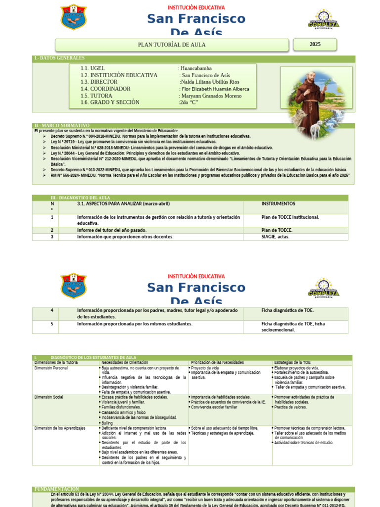 Plan de Tutoria 2C | PDF | Salón de clases | Plan de estudios