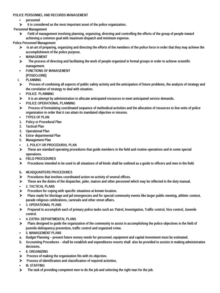 Police Personnel Management Overview | PDF | Leadership | Police