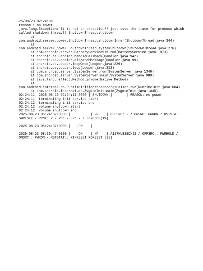 Android Shutdown Process Trace Log | PDF