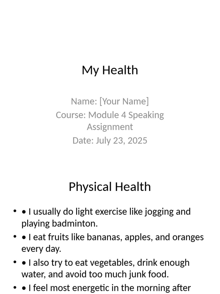 My Health Presentation | PDF