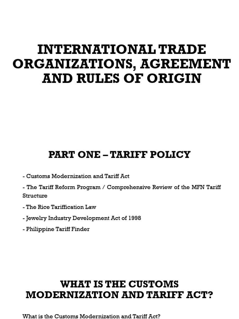 Tariff Policy and Customs Modernization | PDF | Tariff | Customs
