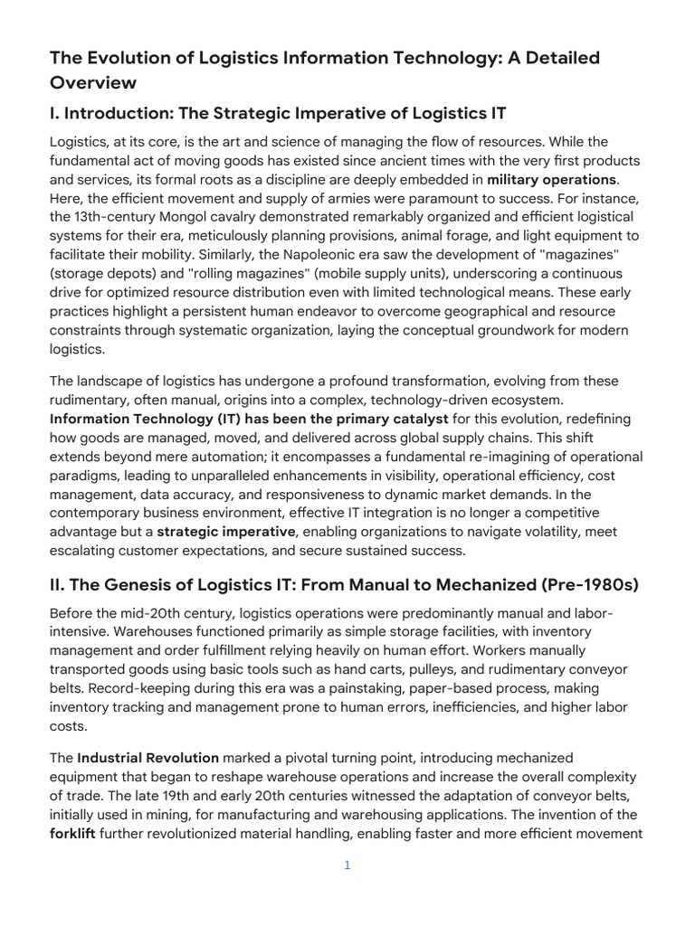Evolution of Logistics IT Systems | PDF | Logistics | Internet Of Things