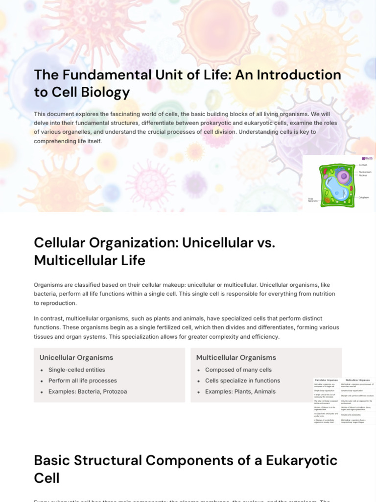 The Fundamental Unit of Life An Introduction To Cell Biology | PDF ...