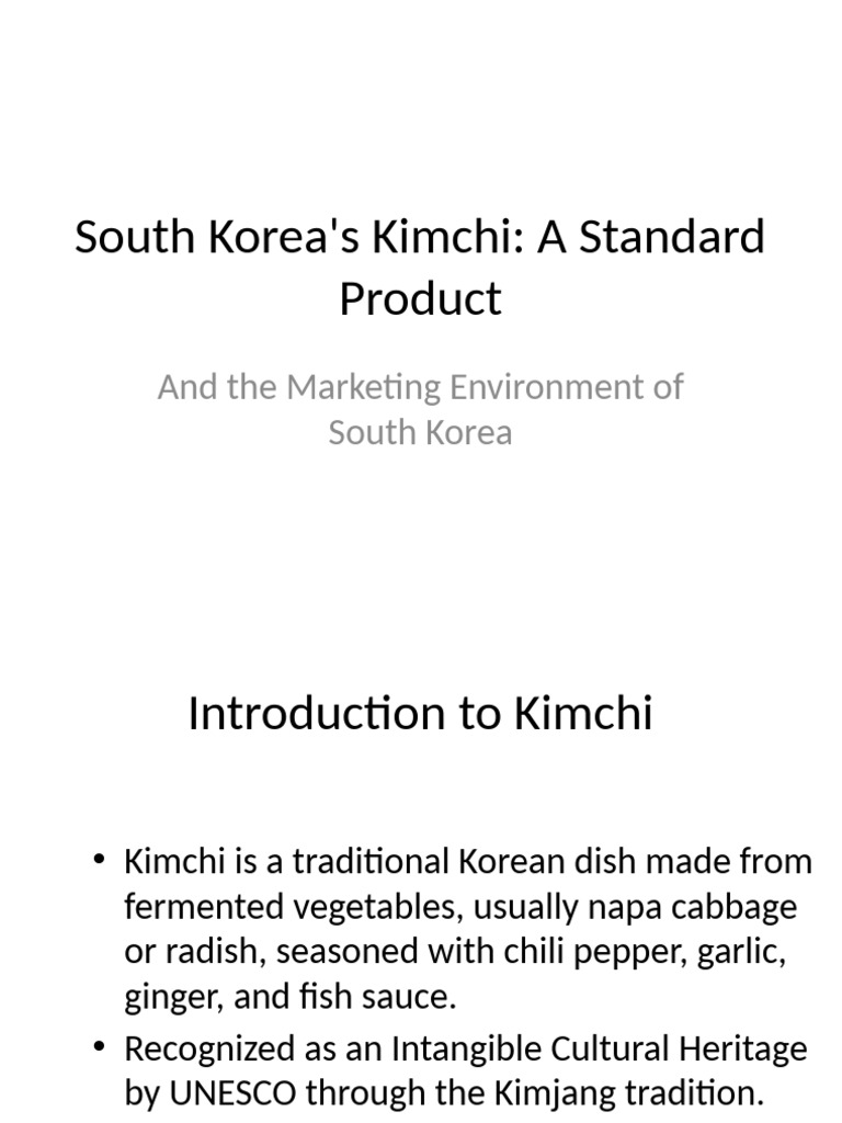 South Korea Kimchi Standard Product | PDF