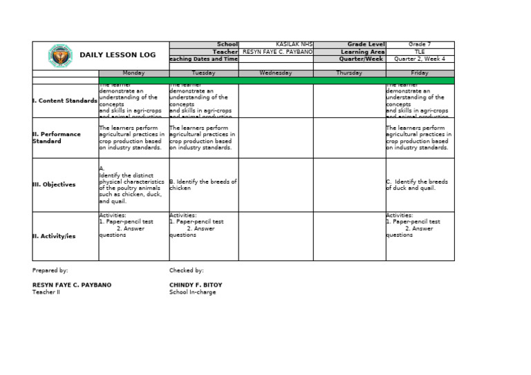 Grade 7 TLE Daily Lesson Plan | PDF