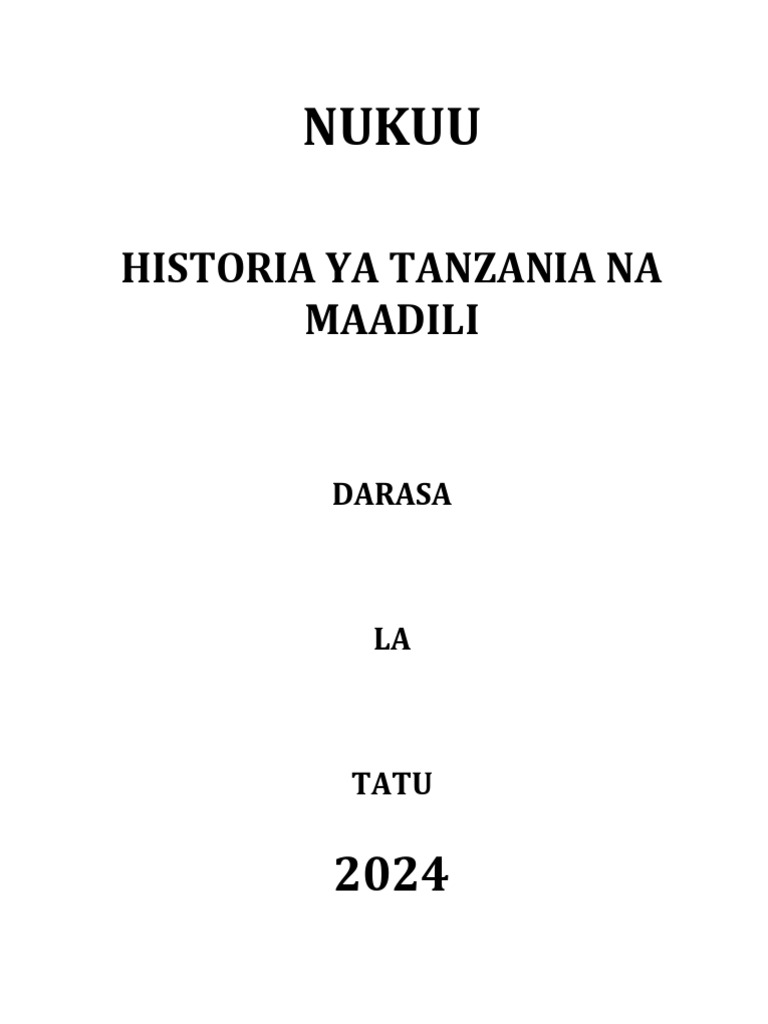 Historia Ya Tanzania Na Maadili Nukuuu STD 3 TR Imma - 011826 | PDF