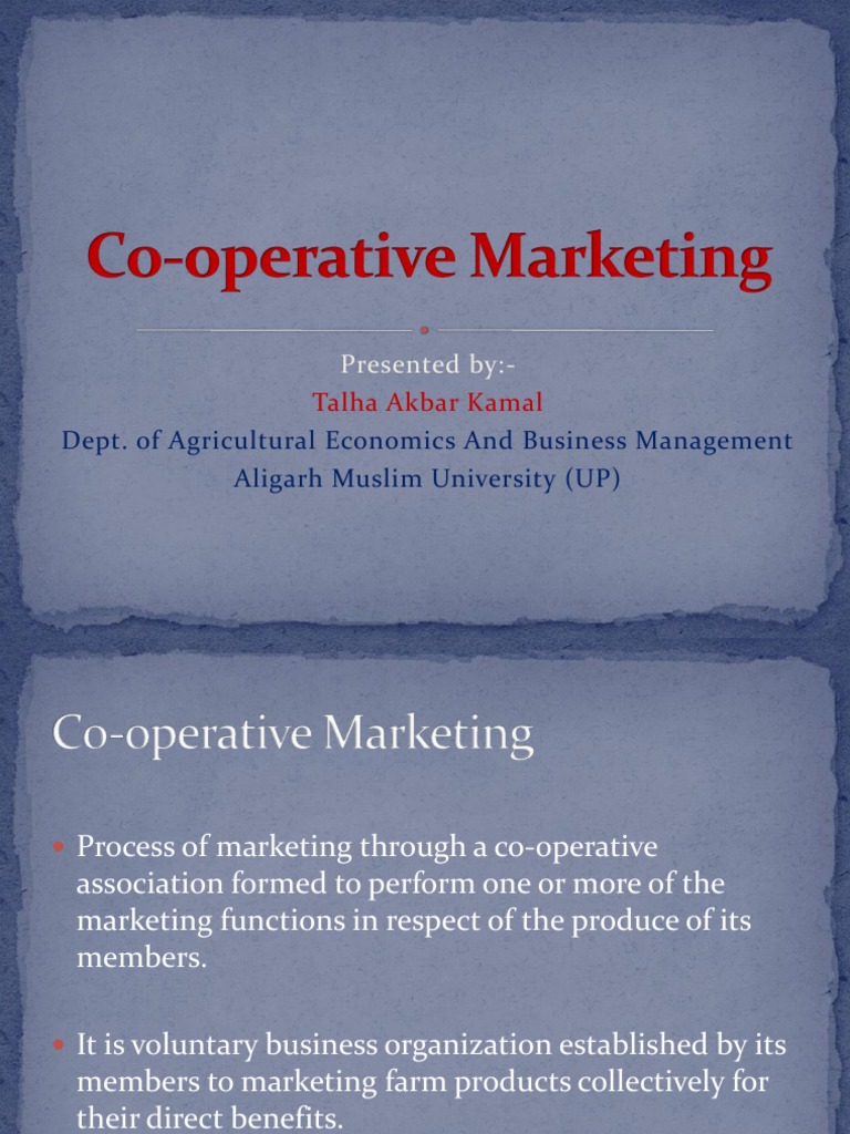 CoOperative Marketing Ppt Cooperative Prices