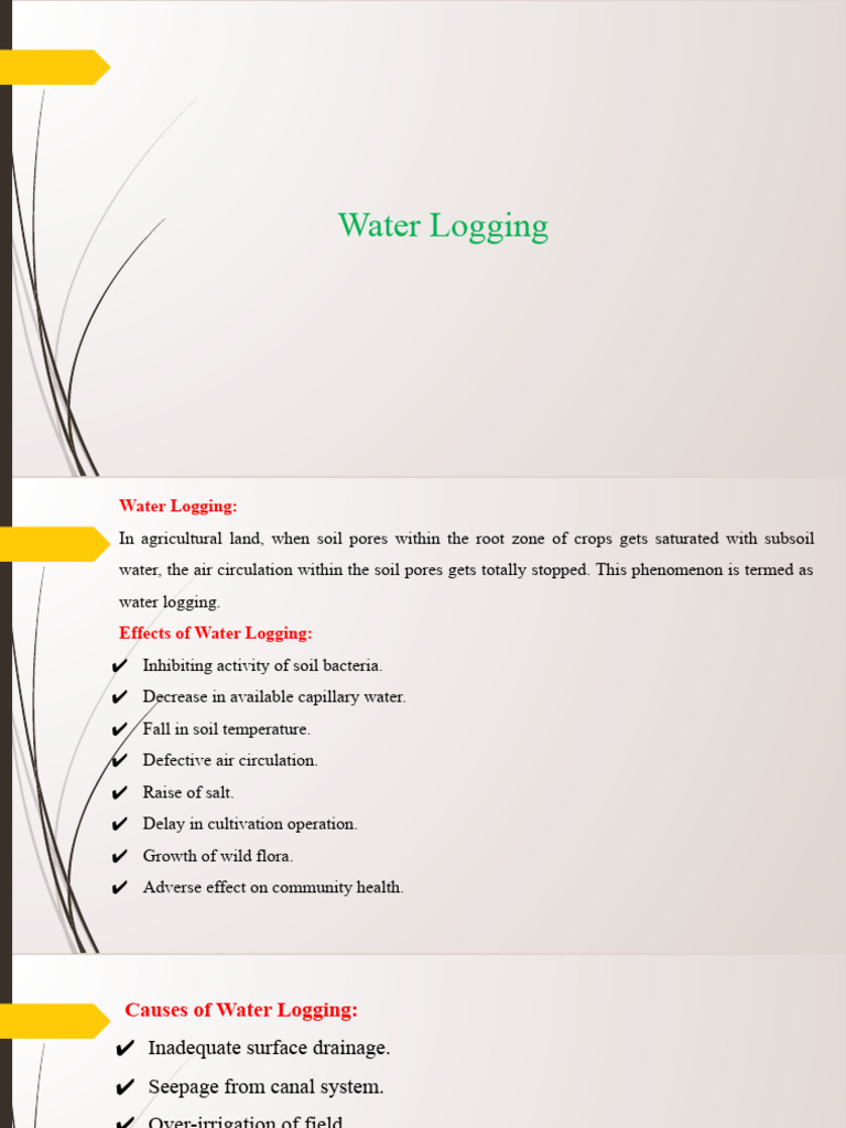 Understanding Water Logging in Agriculture | PDF