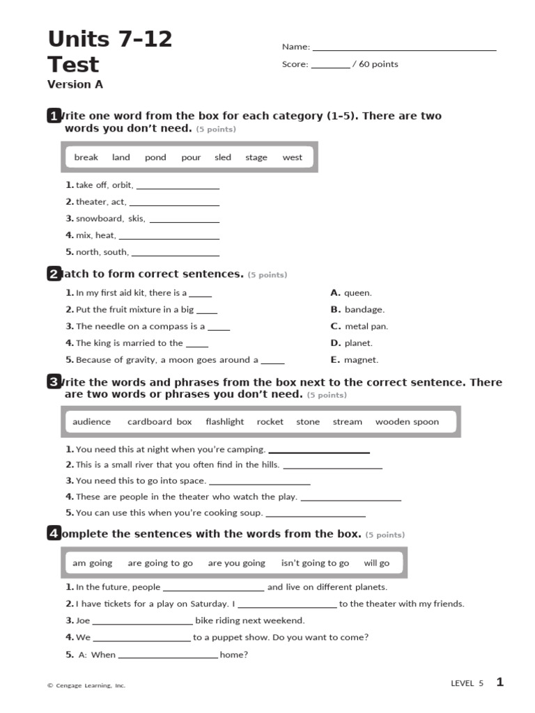 Level 5 Units 7-12 Test Overview | PDF | Wright Flyer