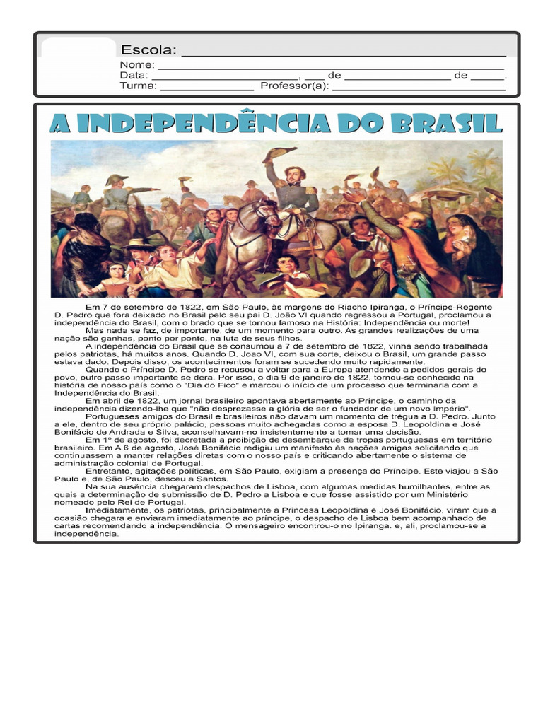 Independência Do Brasil | PDF