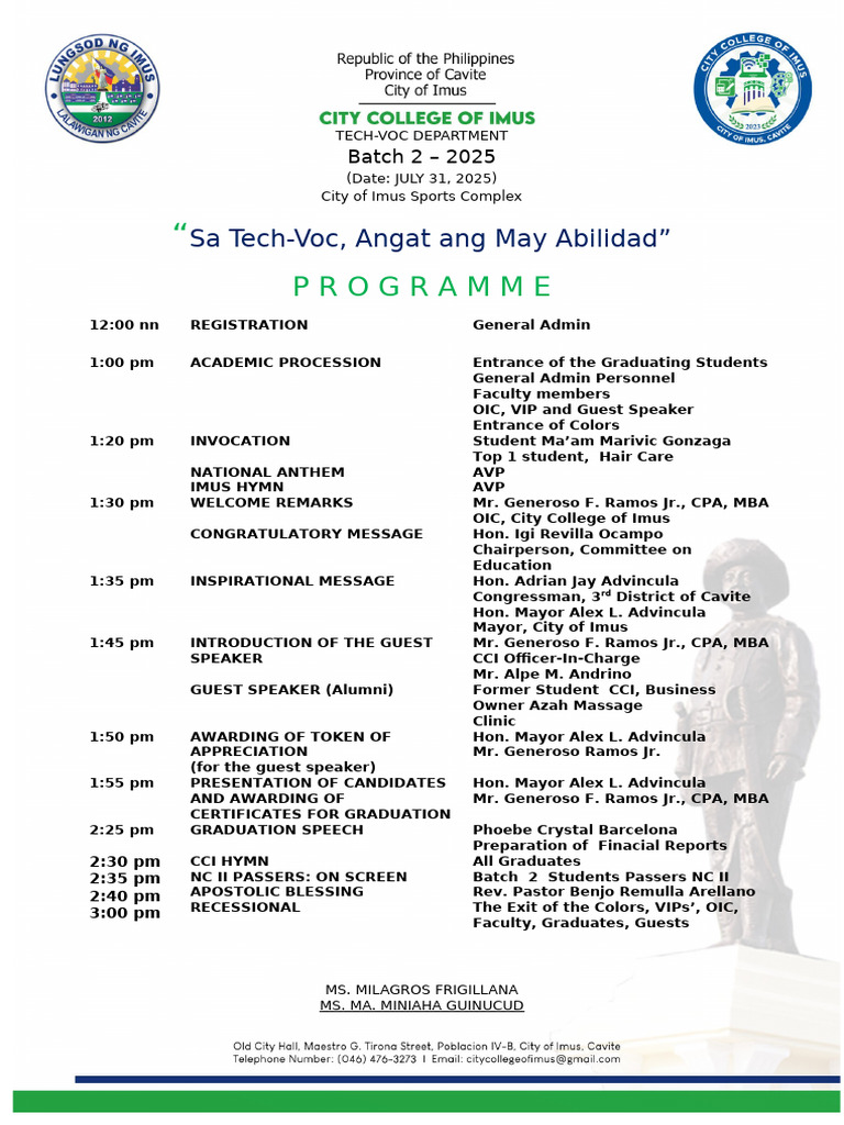 Tech-Voc Graduation Program 2025 | PDF