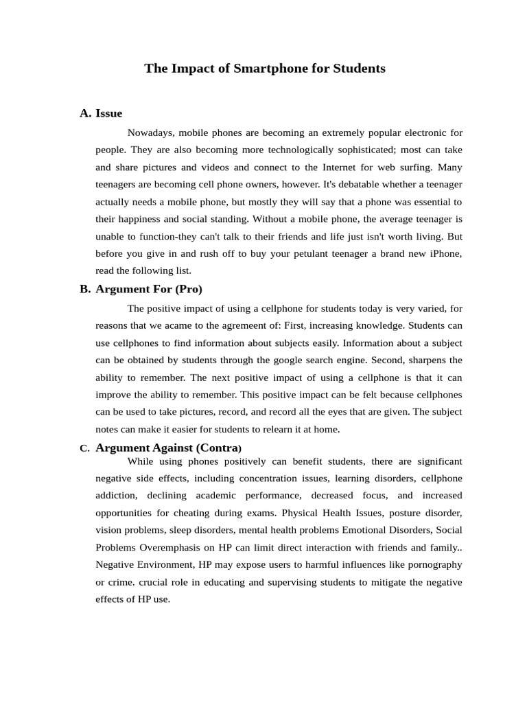 The Impact of Smartphone For Students | PDF | Mobile Phones | Adolescence