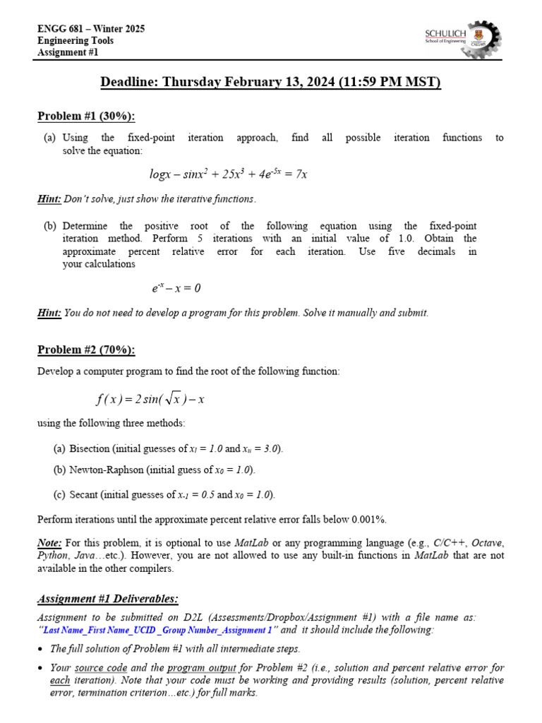 Fixed Point Iteration Assignment Guide | PDF