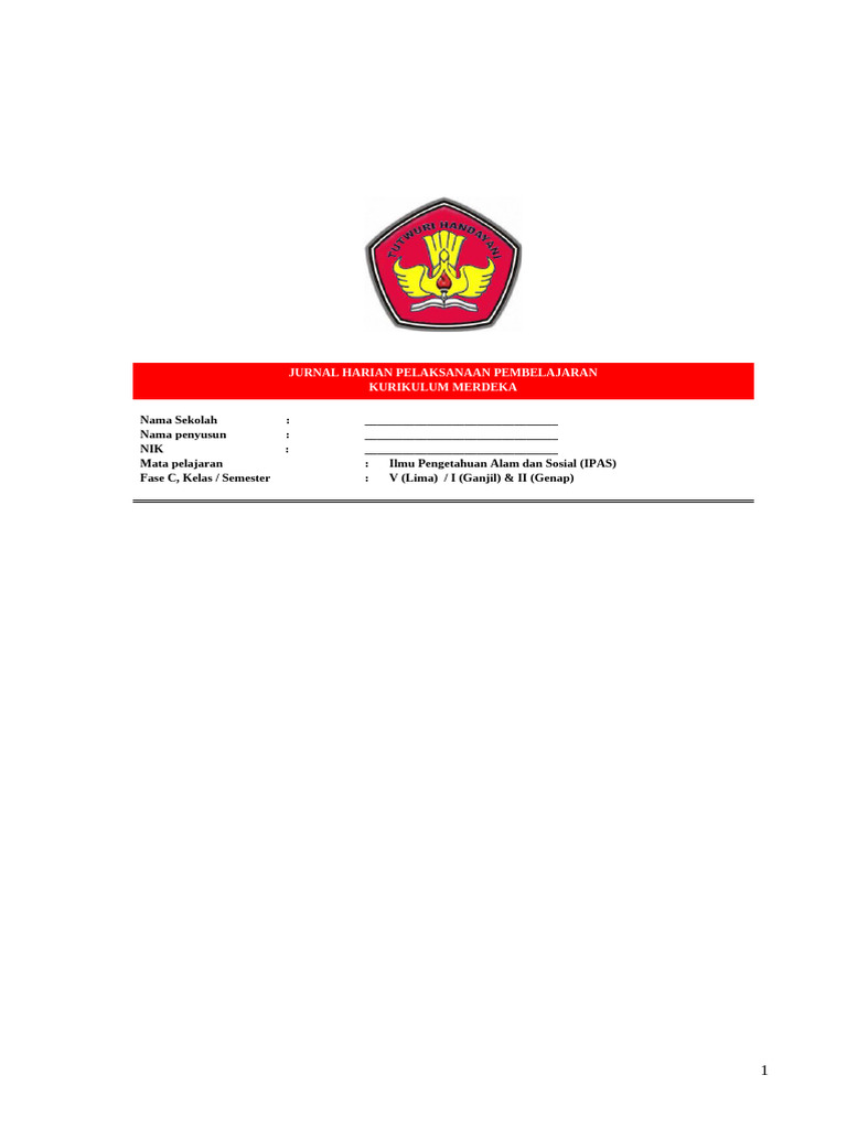 Jurnal Harian Kelas 5 Kurikulum Merdeka | PDF
