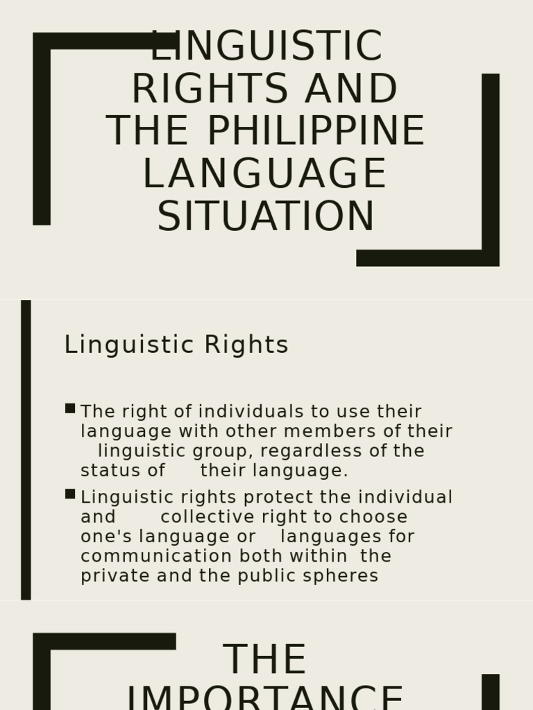 Linguistic Rights and The Philippine Language Situation | PDF | Tagalog ...