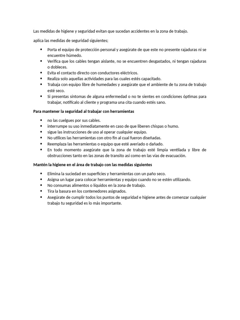 Medidas de Seguridad e Higiene | PDF