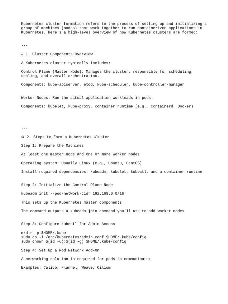1 - Kubernetes Cluster Formation | PDF