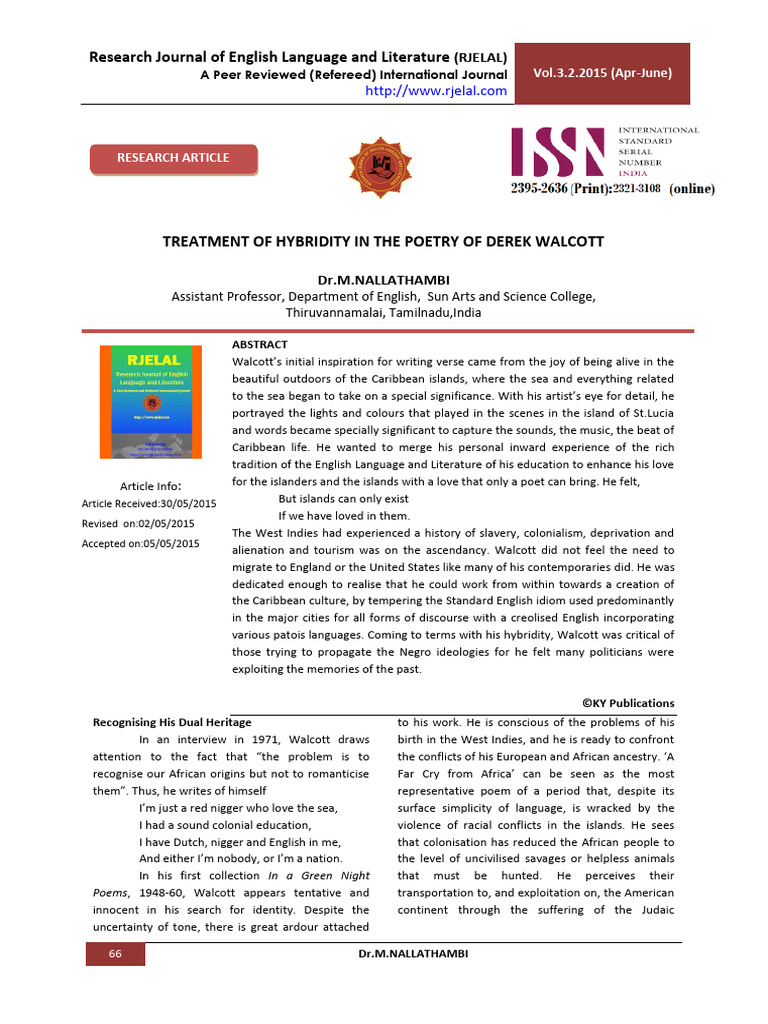 Identity Crisis in Walcott's Poetry | PDF | Poetry | English Literature