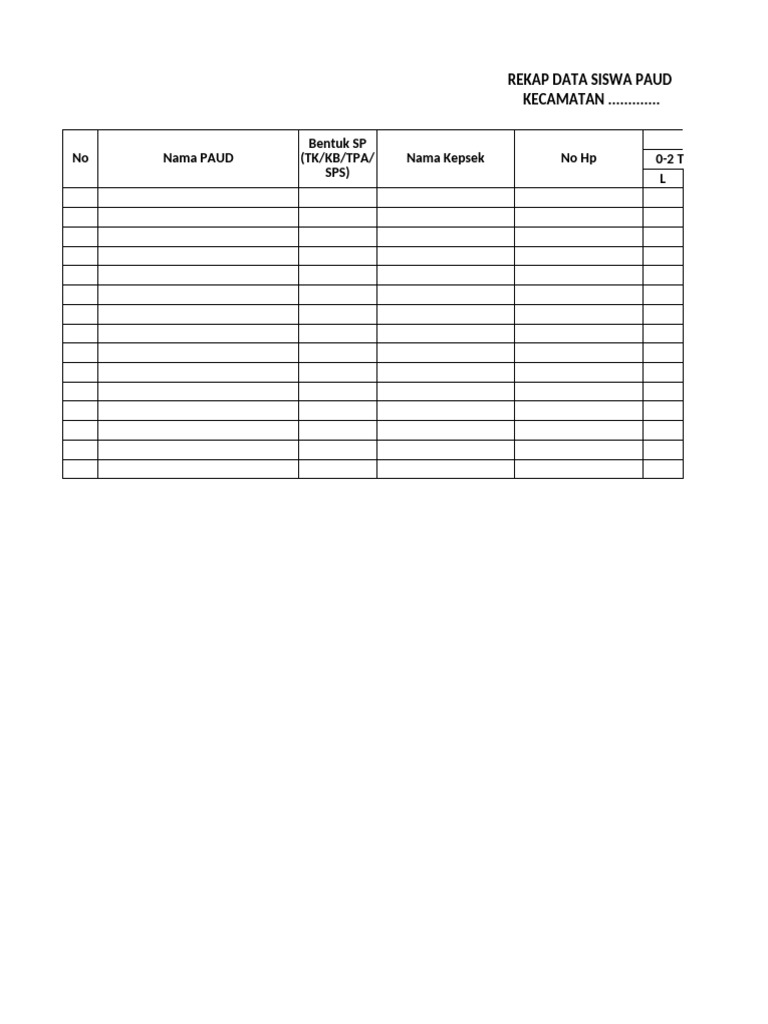 Rekap Data Siswa Paud | PDF